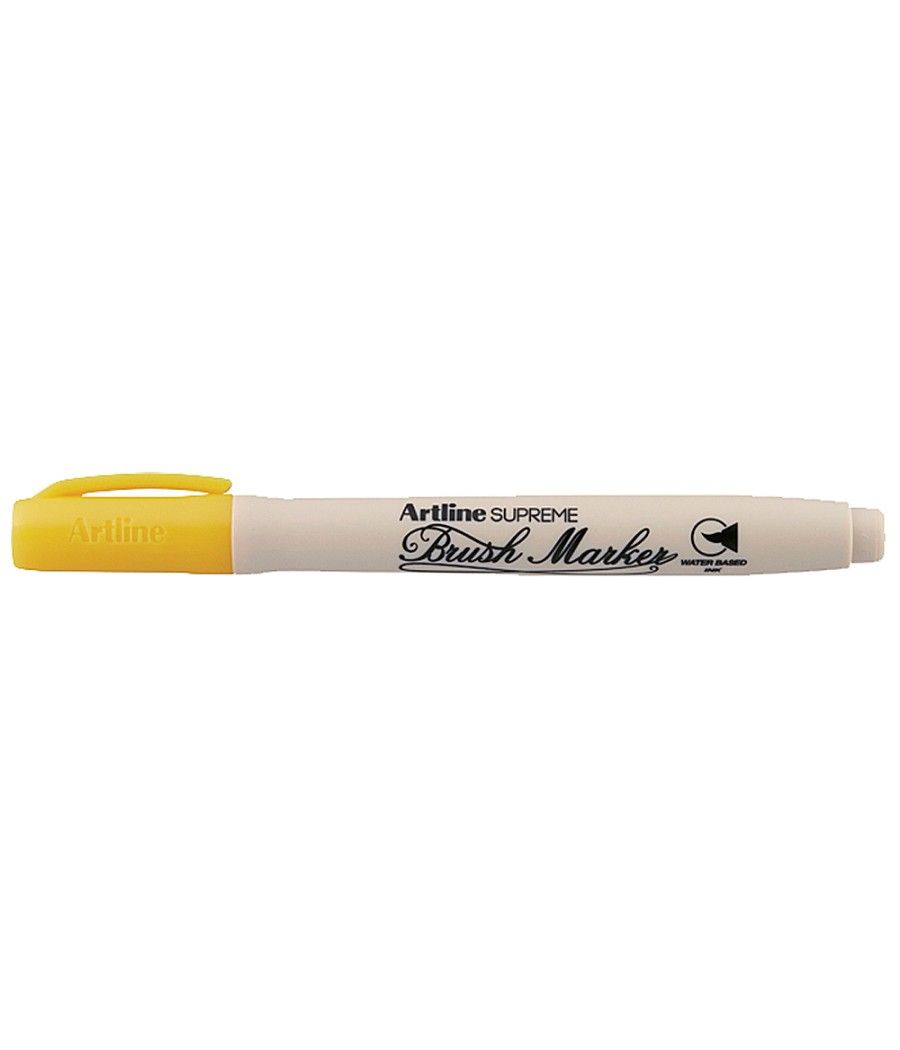 Rotulador artline supreme brush pintura base de agua punta tipo pincel trazo variable amarillo - Imagen 1