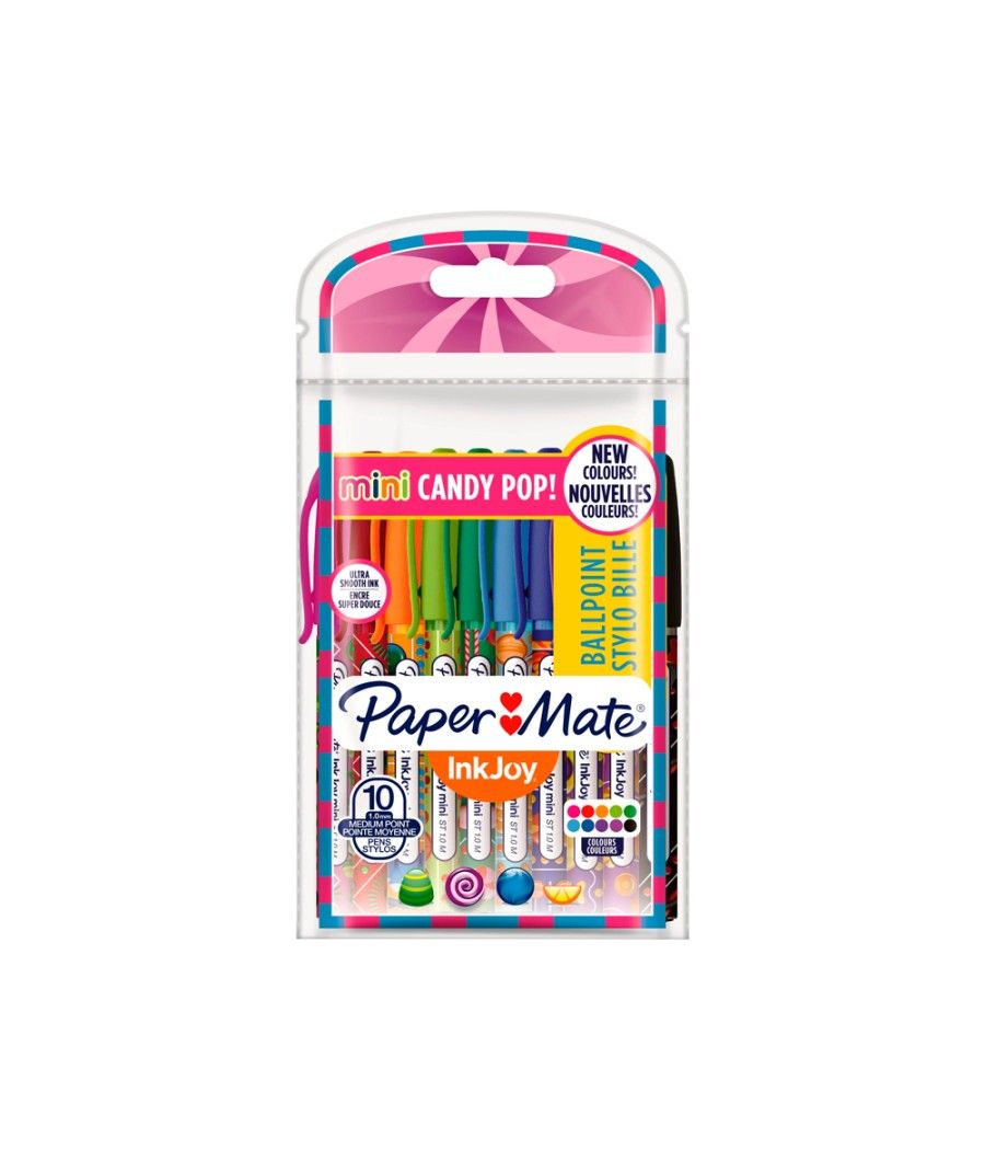 Bolígrafo paper mate inkjoy 100 candy pop blister de 10 unidades colores surtidos - Imagen 1