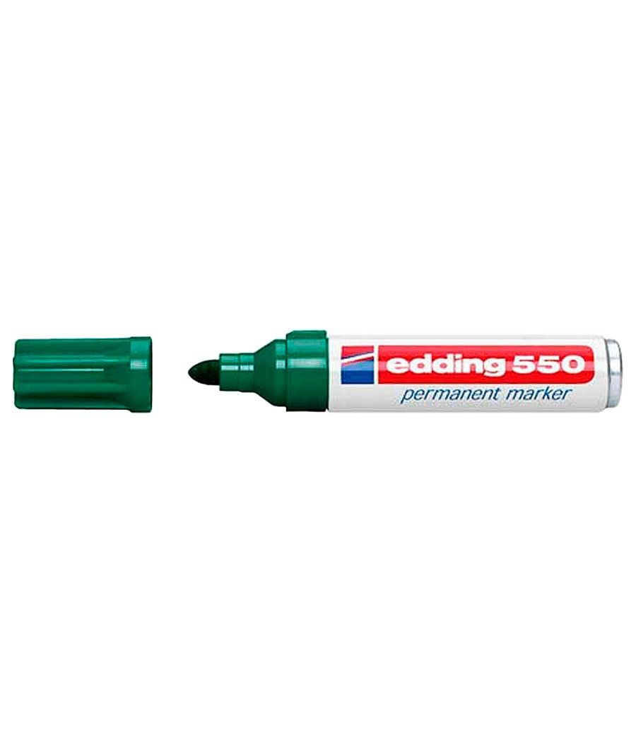 Rotulador edding punta fibra permanente 550 verde n. 4 punta redonda recargable - Imagen 1