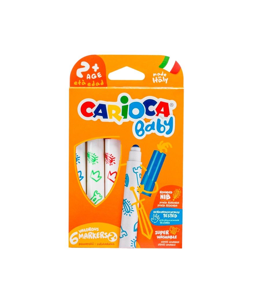 Rotulador carioca baby 2 años caja 6 colores surtidos - Imagen 1