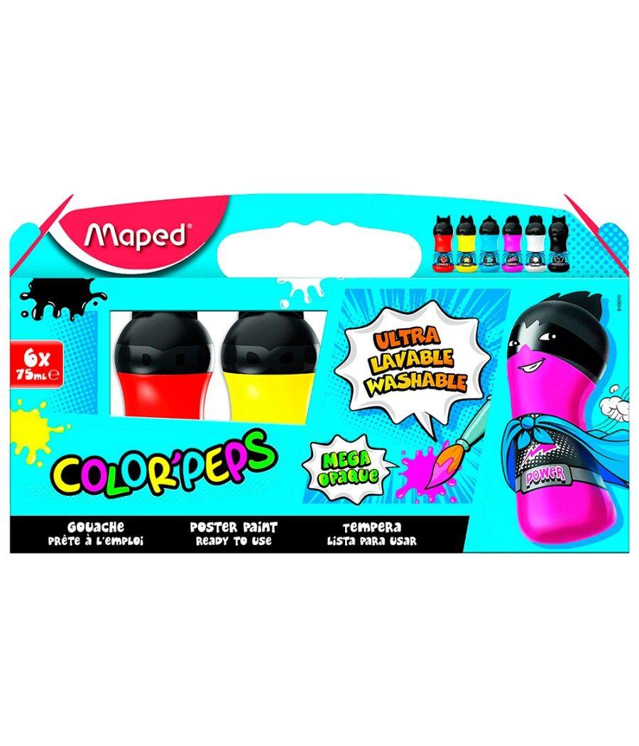 Tempera maped color peps ultra lavable caja de 6 colores surtidos primarios 75 ml - Imagen 1