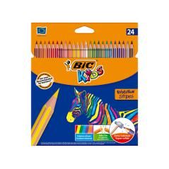 Lápices de colores bic evolution stripes caja de 24 colores surtidos - Imagen 1