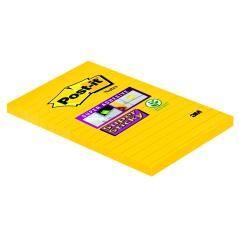 Bloc de notas adhesivas quita y pon post-it super sticky rayado amarillo ultra 102x152 mm - Imagen 1