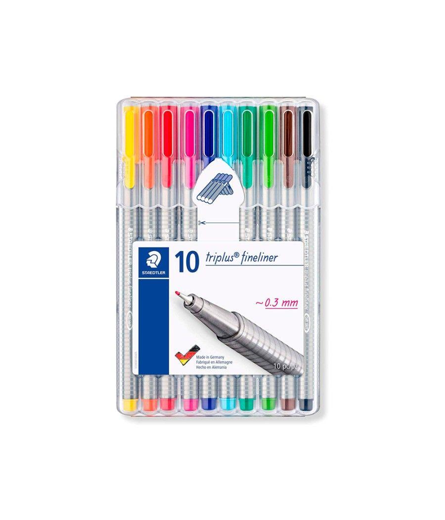 Rotulador staedtler triplus broadliner 338 estuche plástico de 10 colores surtidos - Imagen 1