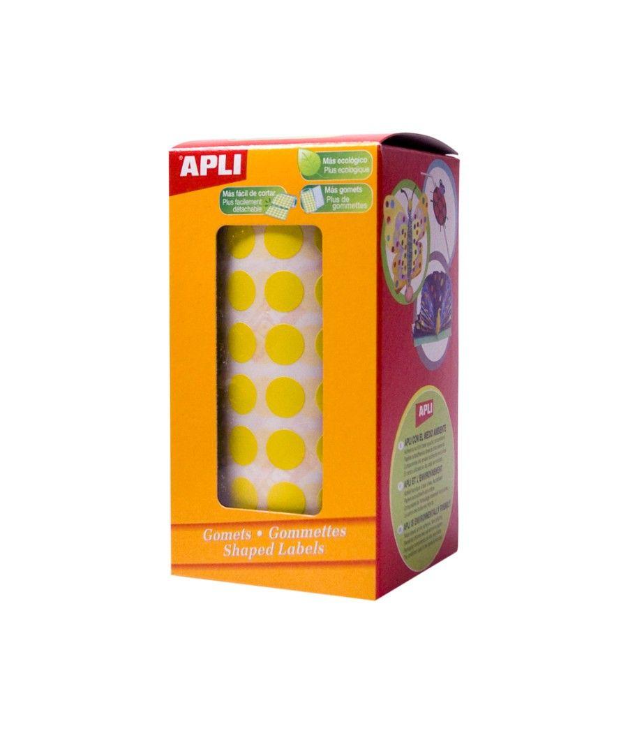 Gomets autoadhesivos circulares 20 mm amarillo en rollo - Imagen 1