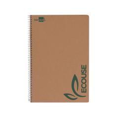 Cuaderno espiral liderpapel cuarto ecouse tapa cartulina kraft 80h papel reciclado 80 grcuadro 4mm - Imagen 1