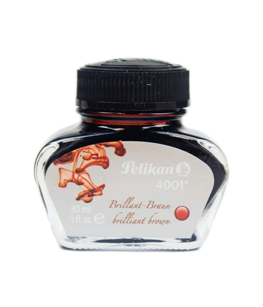 Tinta estilográfica pelikan 4001 marron brillante frasco 30 ml - Imagen 1
