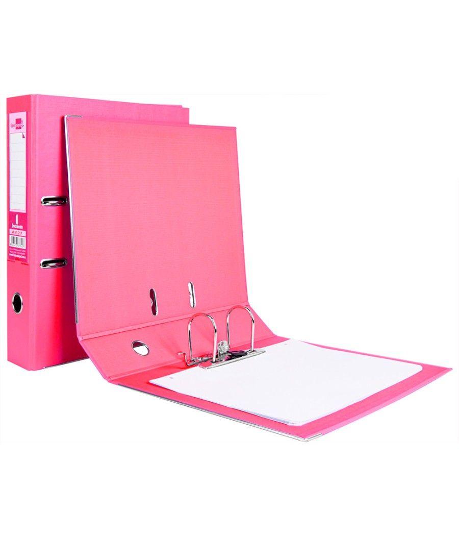 Archivador de palanca liderpapel folio documenta forrado pvc con rado lomo 75 mm rosa compresor metélico - Imagen 1