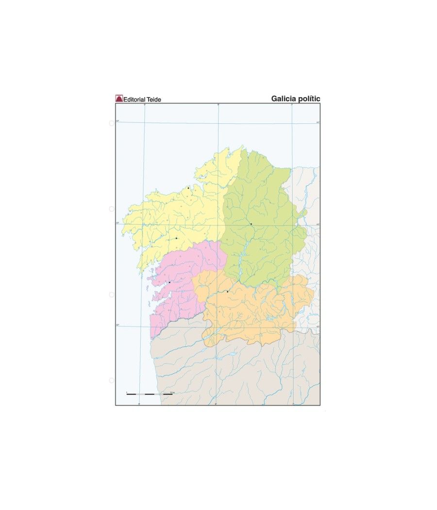Mapa mudo color din a4 galicia politico - Imagen 1