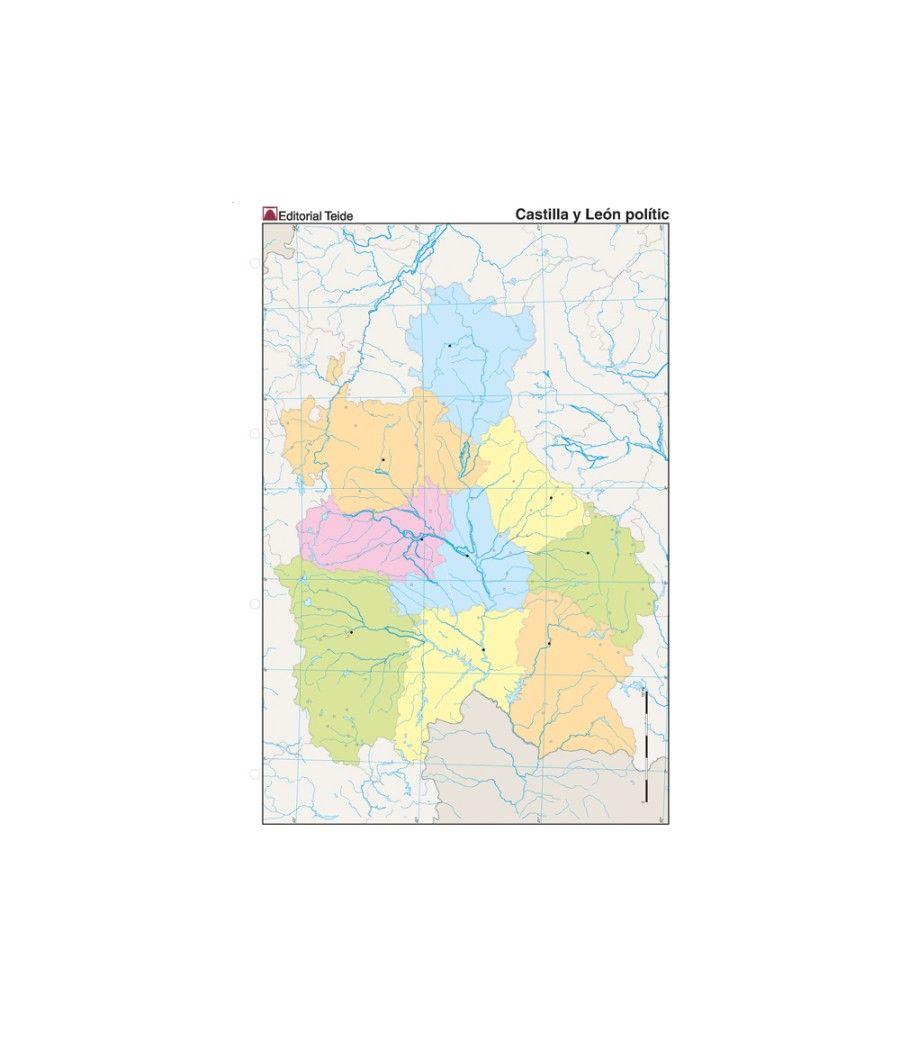 Mapa mudo color din a4 castilla-leon politico - Imagen 1