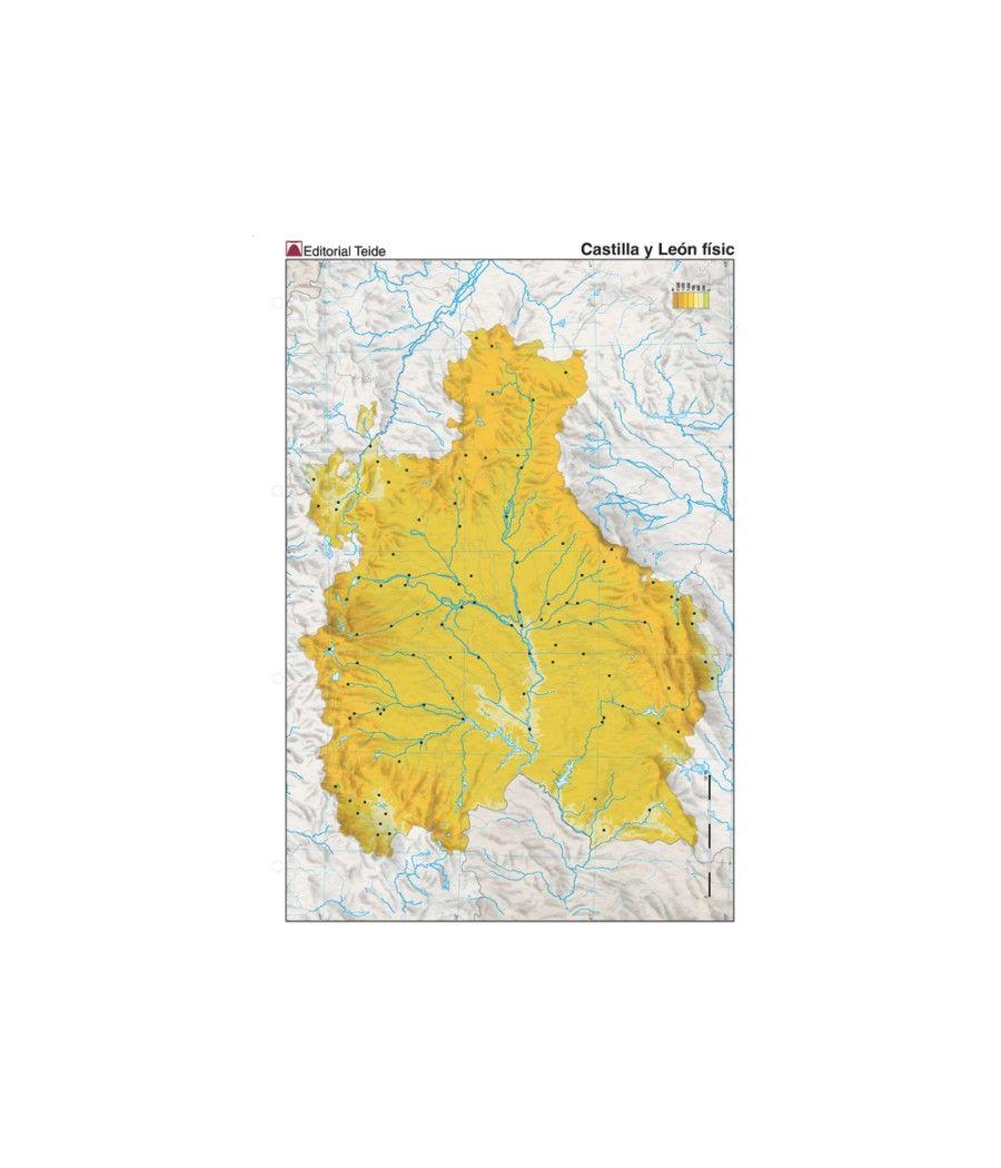 Mapa mudo color din a4 castilla-leon fisico - Imagen 1