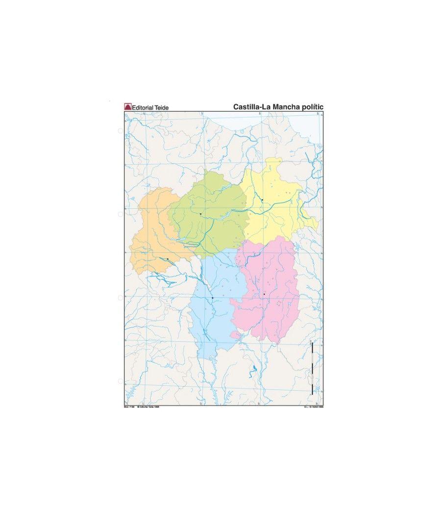 Mapa mudo color din a4 castilla-la mancha politico - Imagen 1