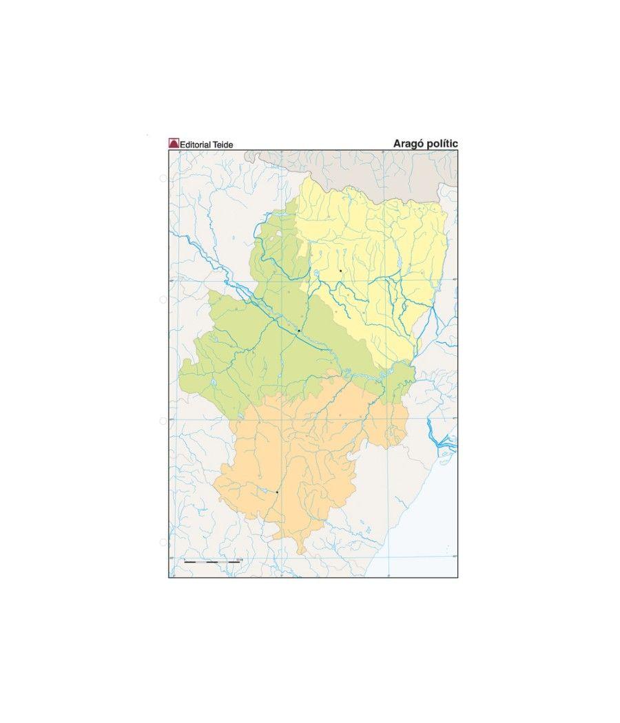 Mapa mudo color din a4 aragon politico - Imagen 1