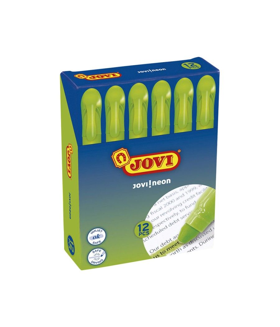 Marcador de cera gel jovi fluorescente verde caja de 12 unidades - Imagen 1