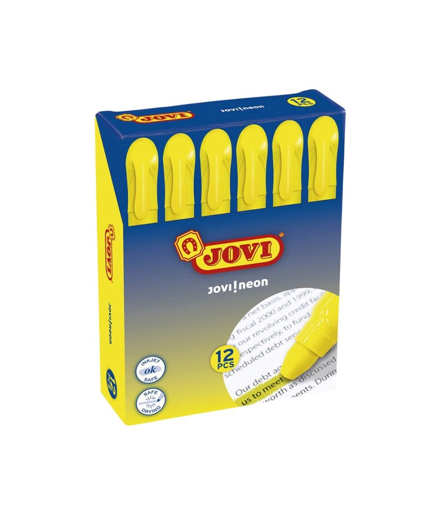 Marcador de cera gel jovi fluorescente amarillo caja de 12 unidades - Imagen 1