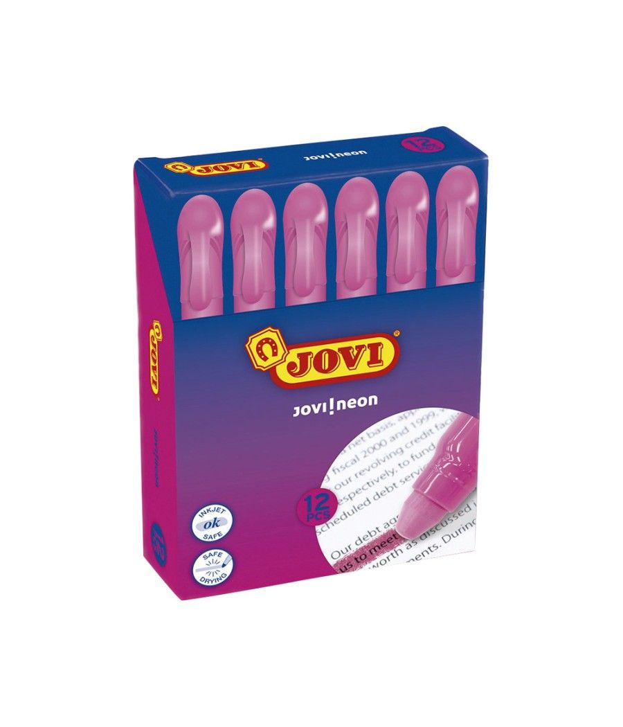 Marcador de cera gel jovi fluorescente rosa caja de 12 unidades - Imagen 1