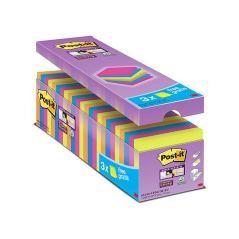 Bloc de notas adhesiva quita y pon post-it super sticky 76x76 mm 90 hojas colores surtidos pack de 21 + 3 - Imagen 1