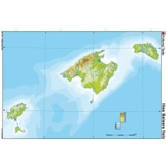 Mapa mudo color din a4 islas baleares fisico - Imagen 1