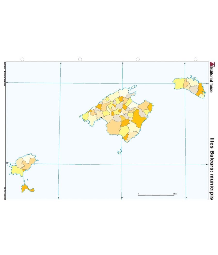 Mapa mudo color din a4 islas baleares politico - Imagen 1