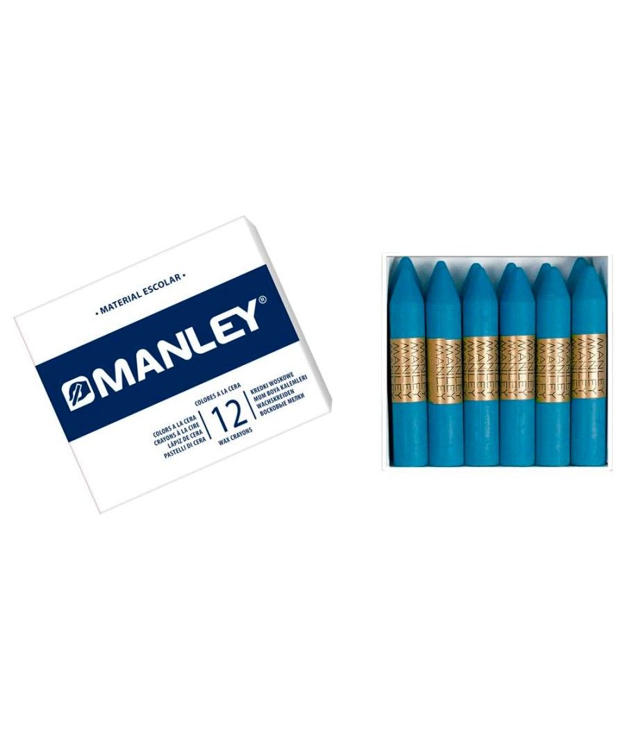 Lápices cera manley unicolor azul cobalto n.20 caja de 12 unidades - Imagen 1