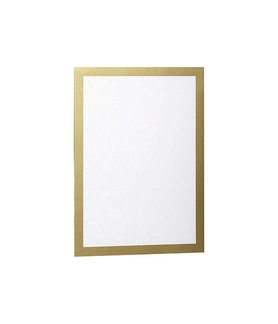 Marco porta anuncios durable magnetico din a4 dorso adhesivo removible color oro pack de 2 unidades - Imagen 1