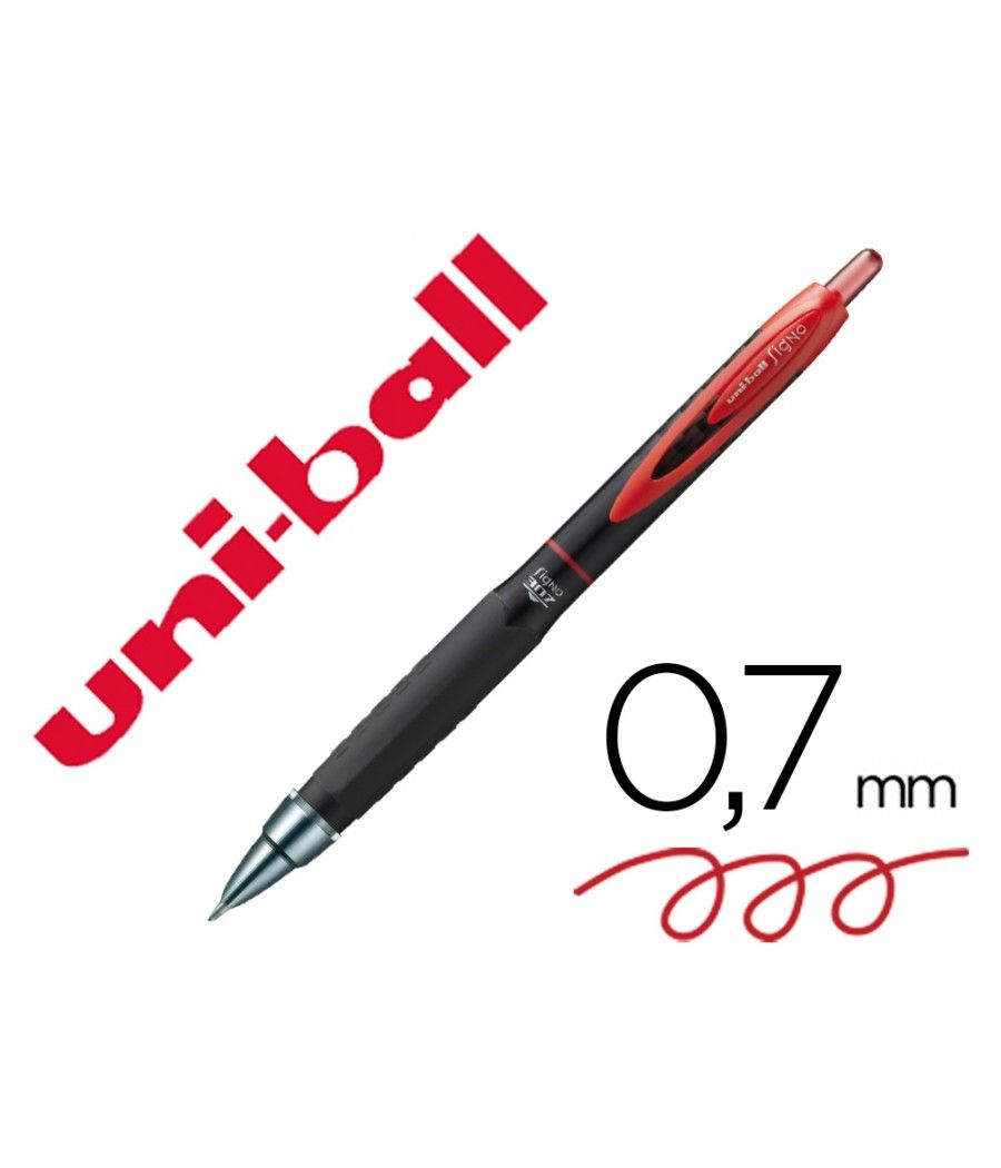 Bolígrafo uni-ball roller umn-307 retráctil 0,7 mm tinta gel rojo - Imagen 1
