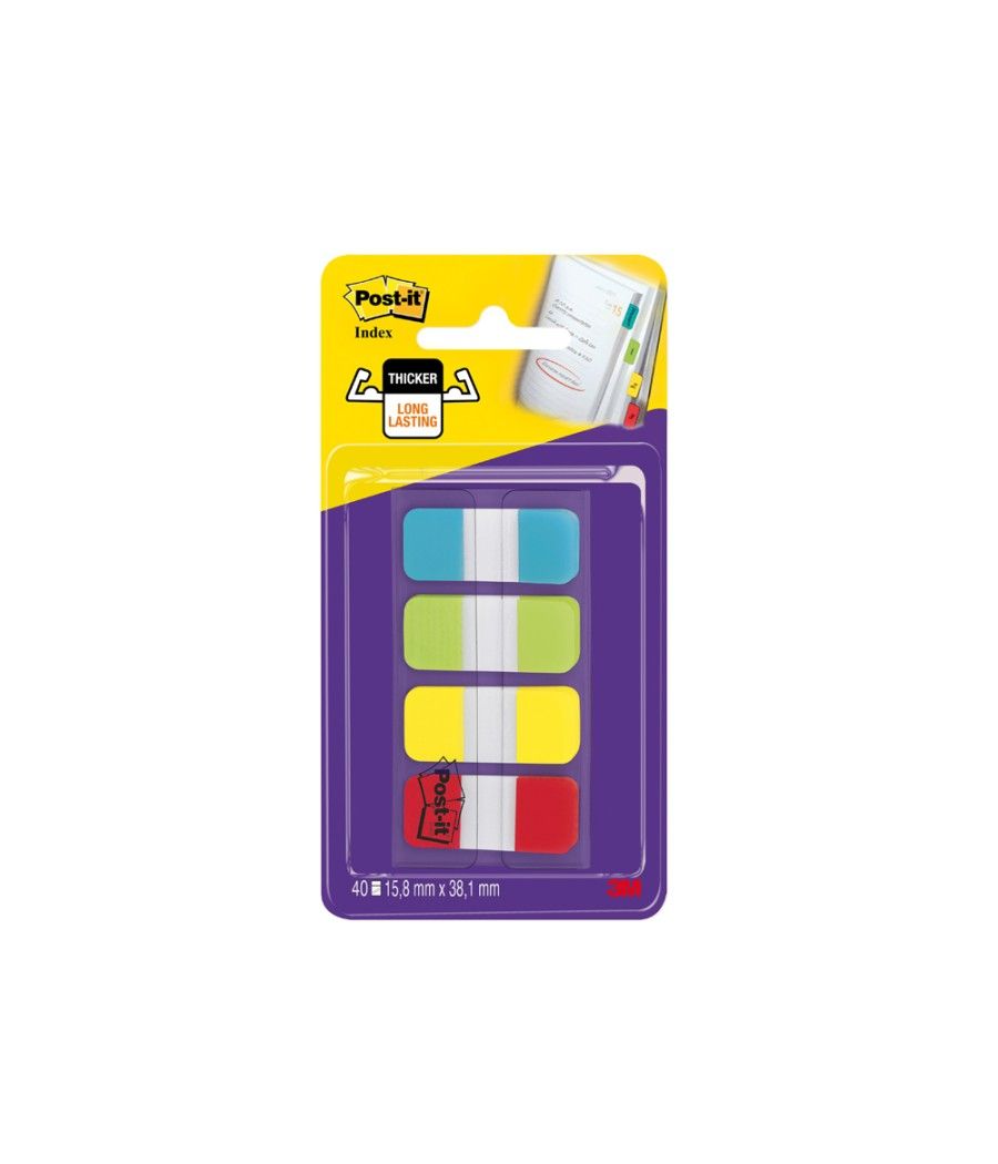 Banderitas separadoras rigidas dispensador 4 colores amarillo azul lima y rojo post-it index 676-alyr-eu - Imagen 1