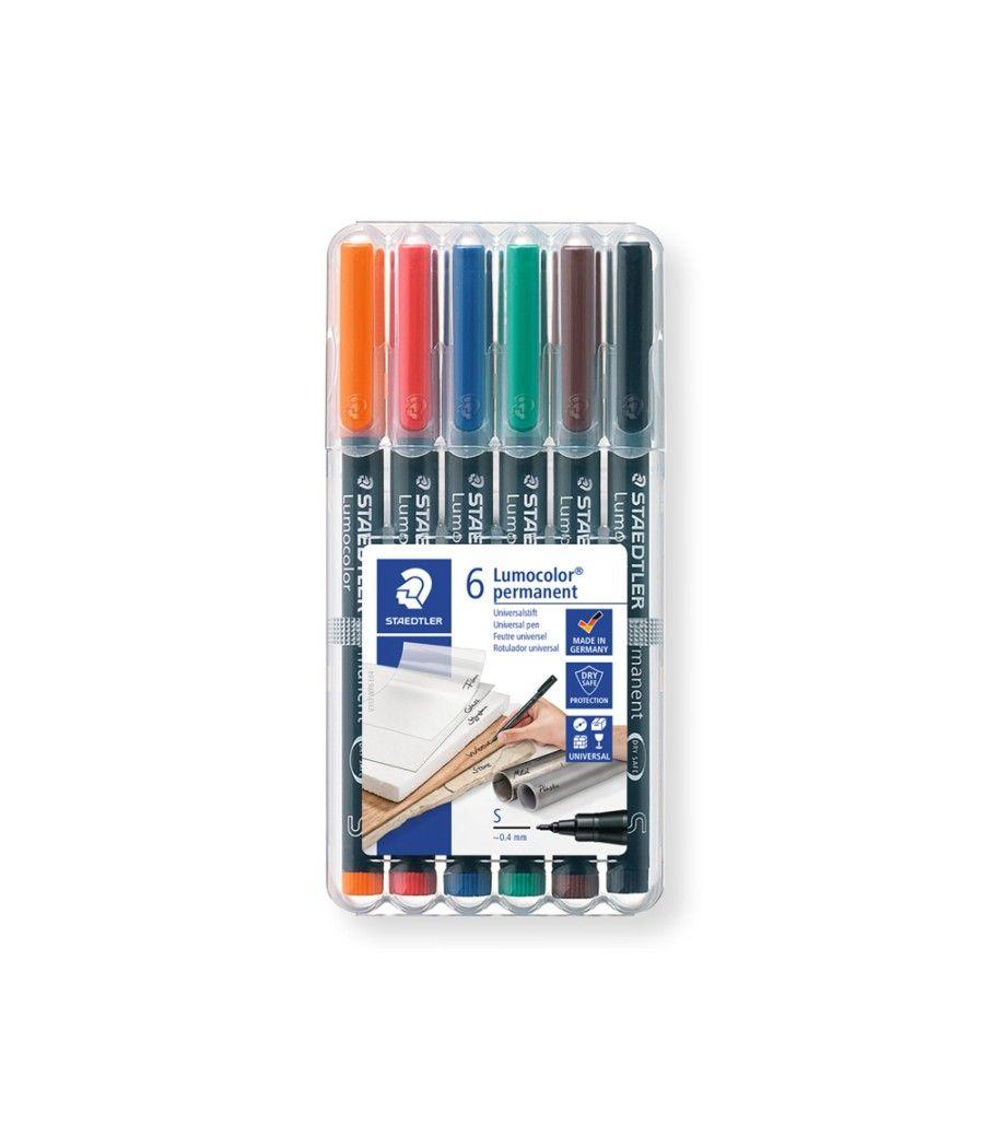 Rotulador staedtler lumocolor retroproyeccion punta de fibra permanente 317 wp estuche 6 colores punta media - Imagen 1