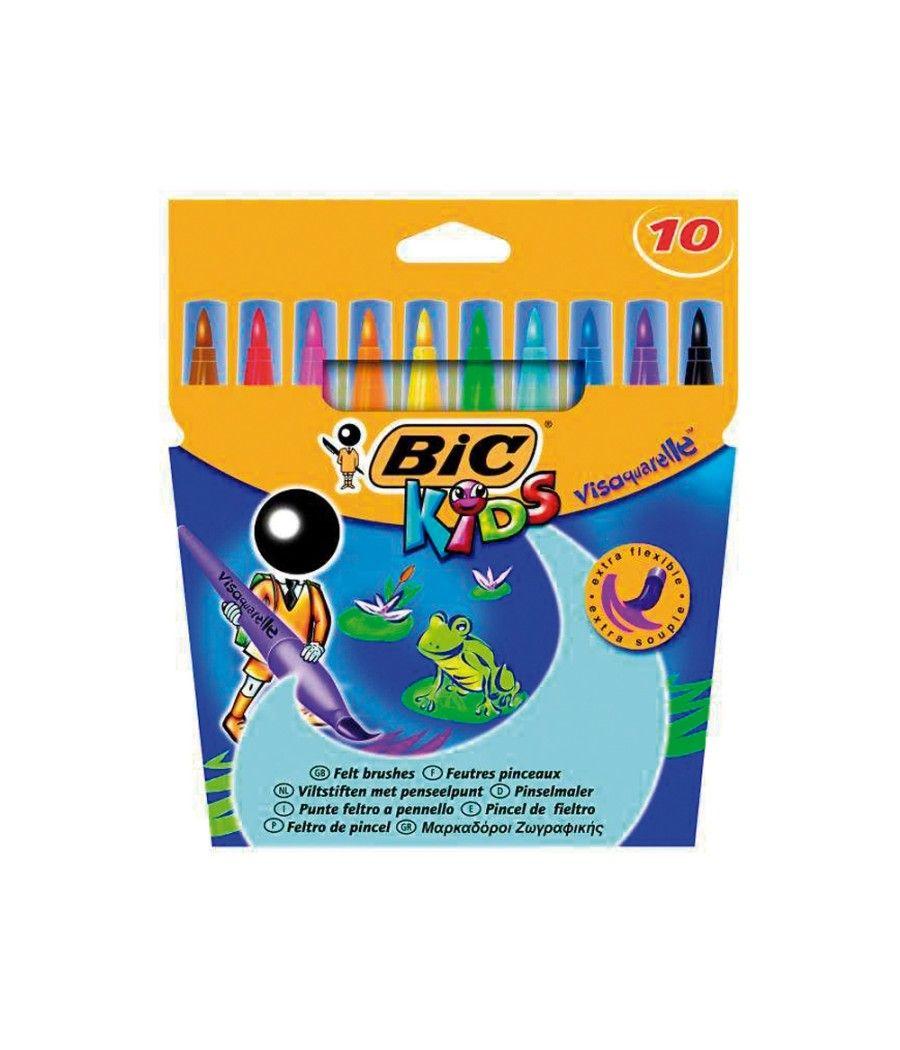Rotulador bic kids visaquarelle estuche de 10 colores punta pincel tinta base de agua - Imagen 1
