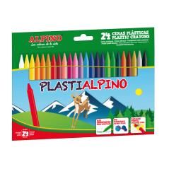 Lápices cera plastialpino caja de 24 colores surtidos - Imagen 1