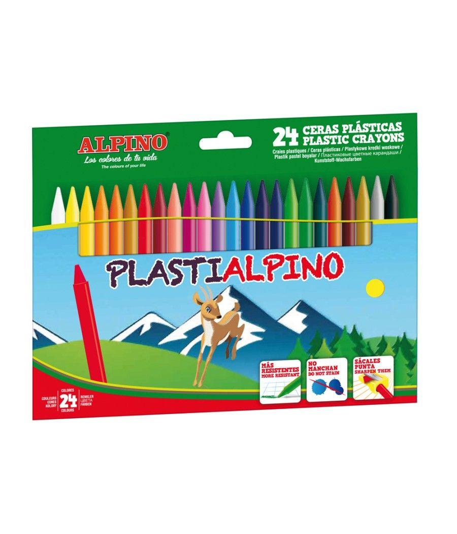 Lápices cera plastialpino caja de 24 colores surtidos - Imagen 1