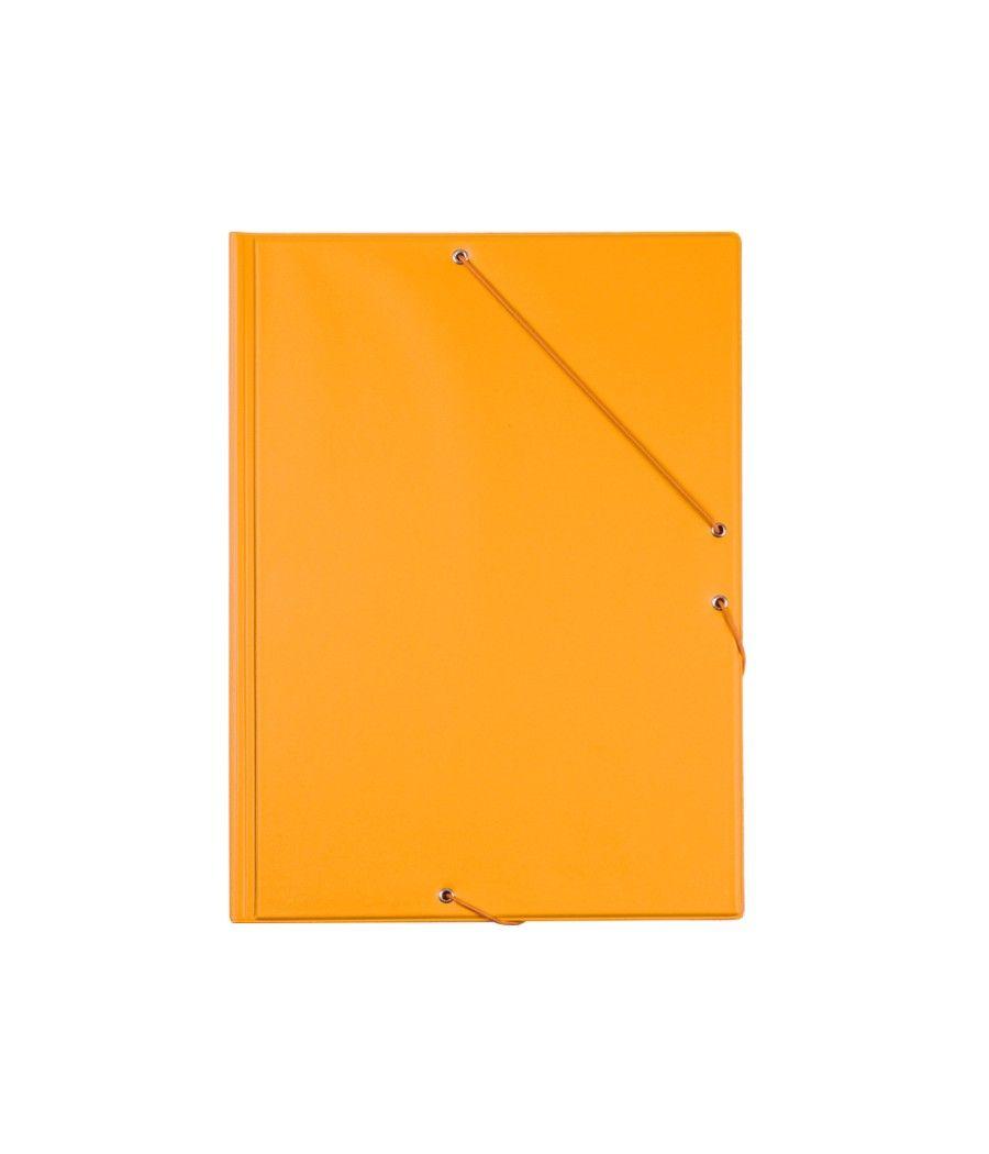 Carpeta liderpapel gomas folio 3 solapas cartón forrado pvc naranja - Imagen 1