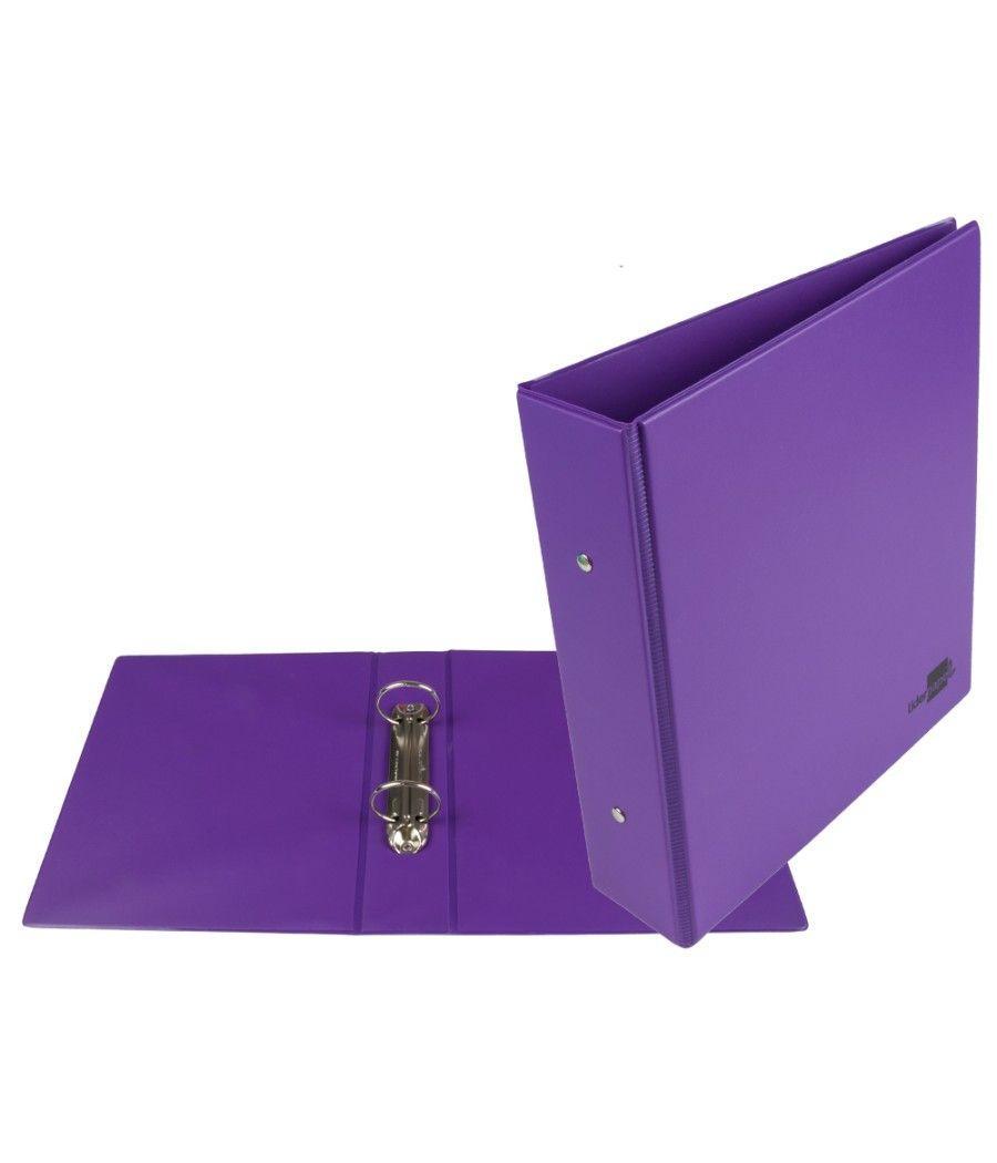 Carpeta de 2 anillas 40 mm redondas liderpapel a5 cartón forrado pvc violeta - Imagen 1