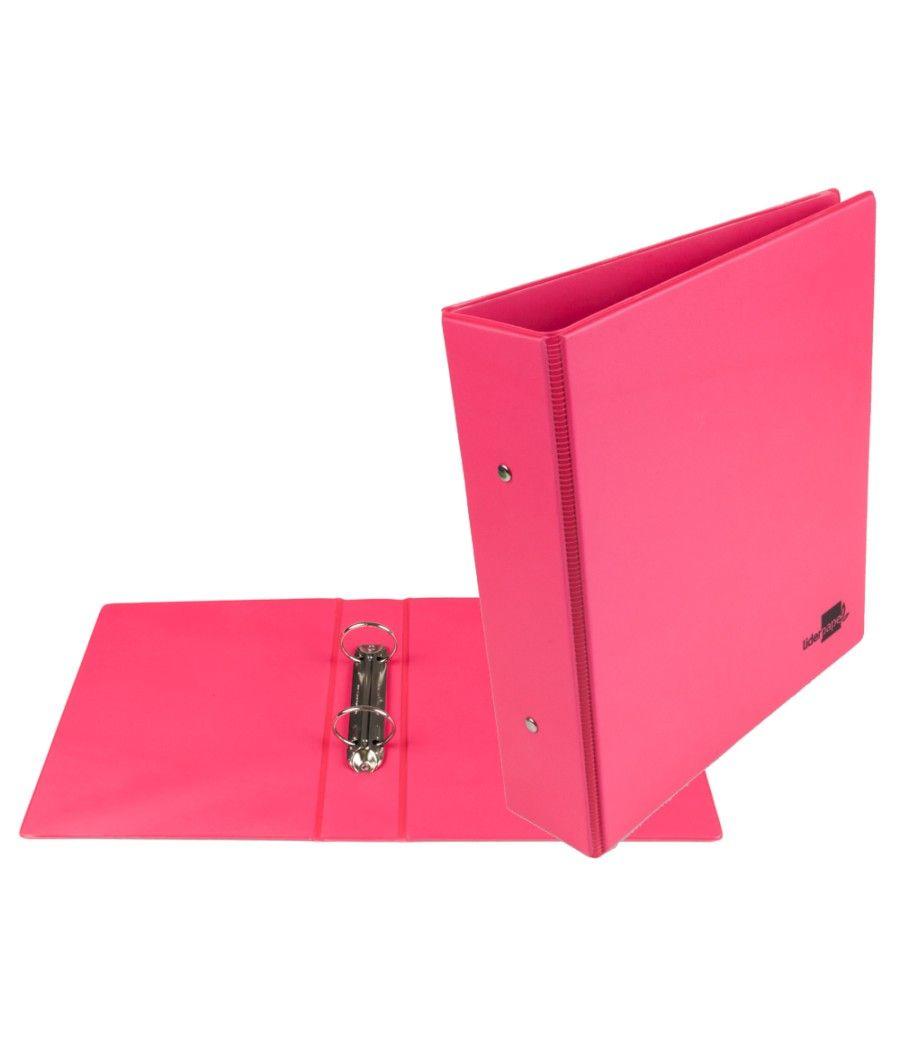 Carpeta de 2 anillas 40 mm redondas liderpapel a5 cartón forrado pvc fucsia - Imagen 1