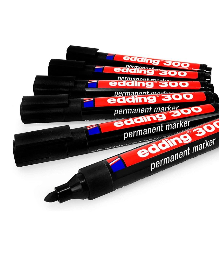 Rotulador edding marcador permanente 300 negro punta redonda 1,5-3 mm recargable - Imagen 1