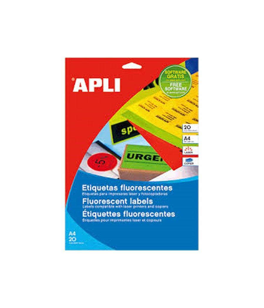 Etiqueta adhesiva apli 02881 210x297 mm para fotocopiadora láser caja con 20 hojas din a4 verde - Imagen 1