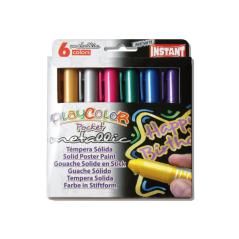 Tempera solida en barra playcolor pocket escolar caja de 6 colores metalizados - Imagen 1