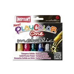 Tempera solida en barra playcolor escolar caja de 6 colores metalizados surtidos - Imagen 1
