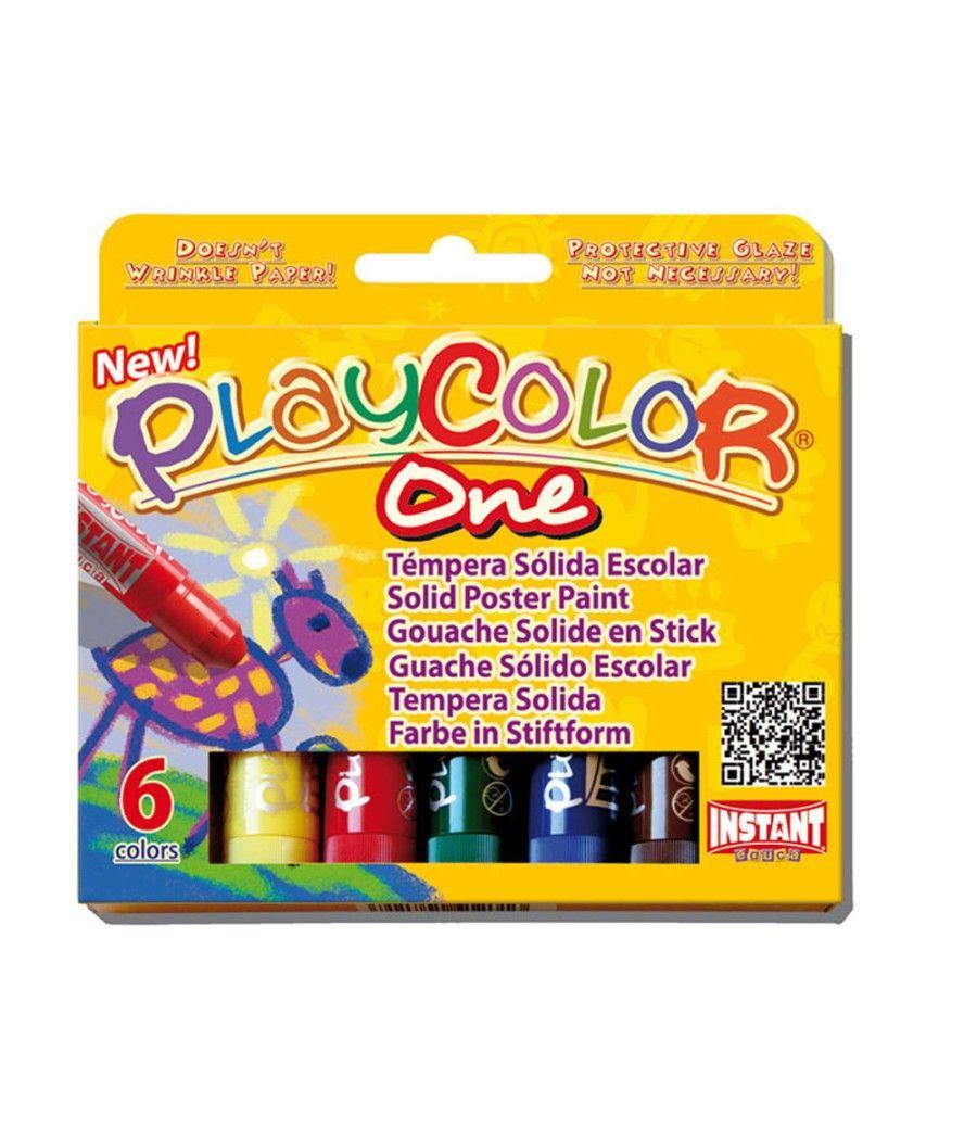 Tempera solida en barra playcolor escolar caja de 6 colores surtidos - Imagen 1