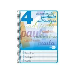 Cuaderno espiral liderpapel cuarto pautaguia tapa dura 80h75 gr cuadro pautado 5mm con margen - Imagen 1