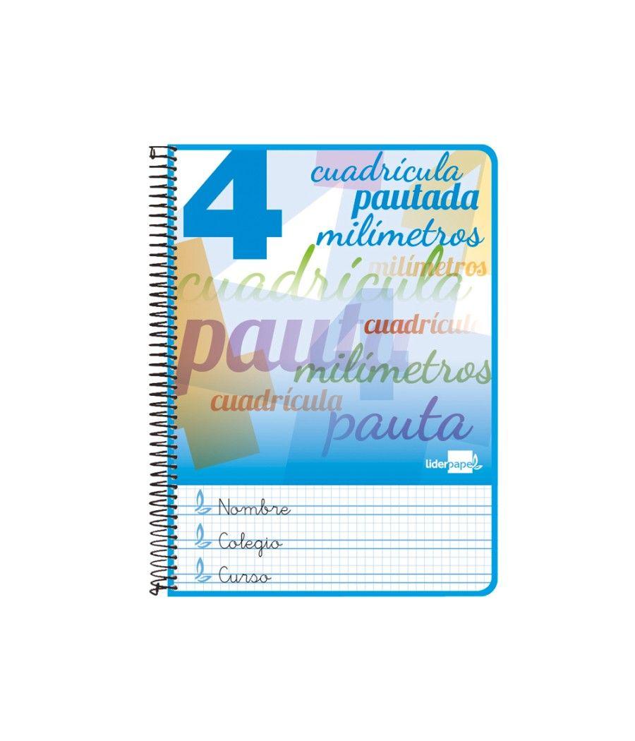 Cuaderno espiral liderpapel cuarto pautaguia tapa dura 80h75 gr cuadro pautado 5mm con margen - Imagen 1