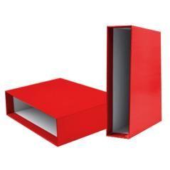 Caja archivador liderpapel de palanca cartón din-a4 documenta lomo 82mm color rojo - Imagen 1
