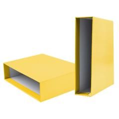 Caja archivador liderpapel de palanca cartón folio documenta lomo 82mm color amarillo - Imagen 1