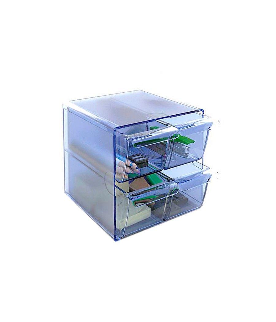 Archicubo archivo 2000 4 cajones organizador modular plástico azul transparente 190x150x150 mm - Imagen 1