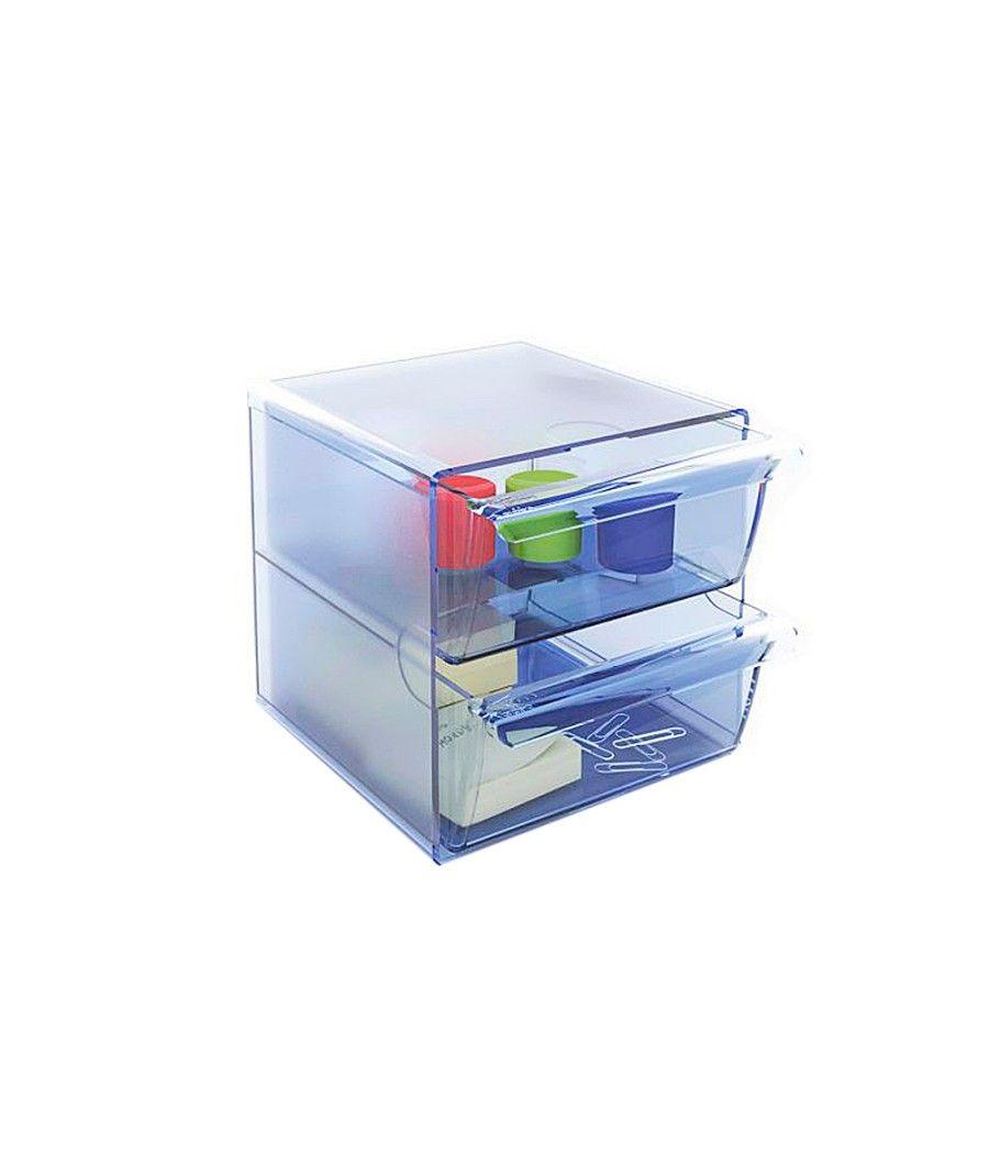 Archicubo archivo 2000 2 cajones organizador modular plástico azul transparente 190x150x150 mm - Imagen 1