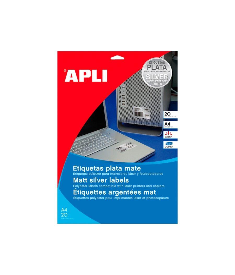 Etiqueta adhesiva apli 10071 metalizada tamaño 210x297 mm para fotocopiadora láser caja 20 hojas con 20 - Imagen 1