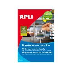 Etiqueta adhesivas apli 10198 tamaño 25,4x10 mm removible para fotocopiadora láser ink-jet caja 25 hojas con - Imagen 1