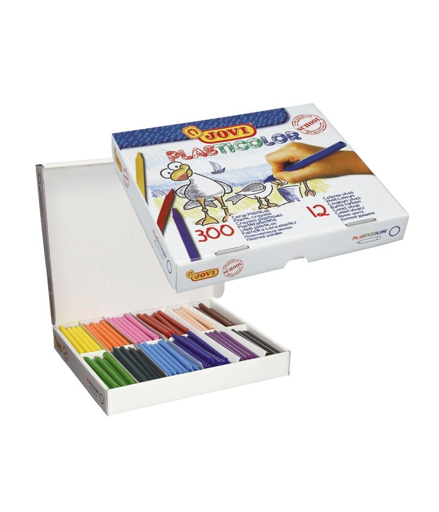 Lápices cera jovi plásticolor caja de 300 unidades 25 colores surtidos - Imagen 1