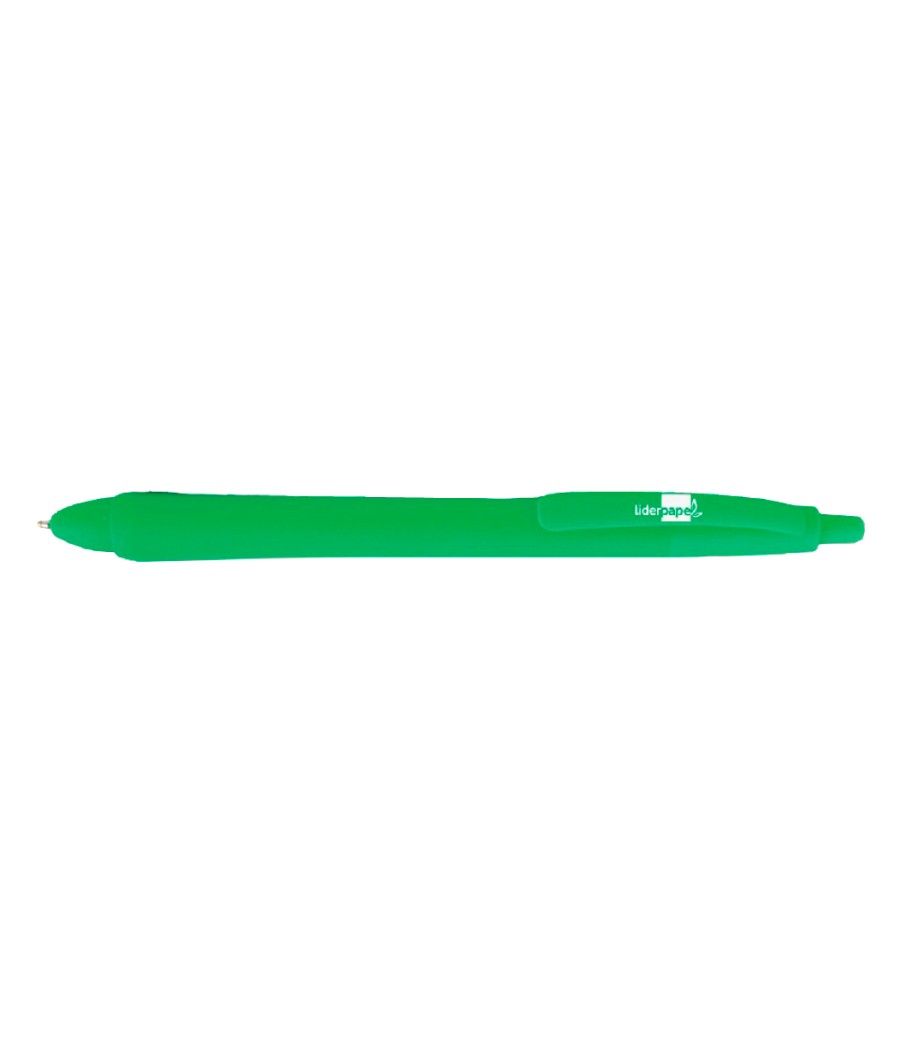 Bolígrafo liderpapel gummy touch retráctil 1,0 mm tinta verde - Imagen 1