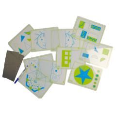 Juego fichas henbea transparentes + espejos simetrias y formas 21x15 cm set 10 tarjetas + 2 espejos - Imagen 1